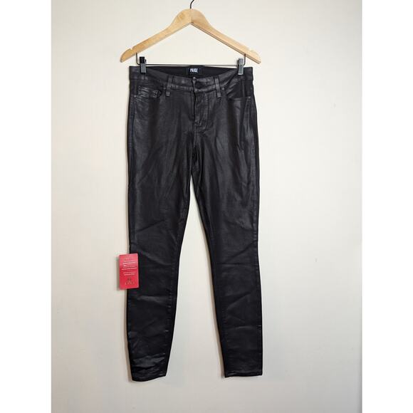 NWT Paige Evereve Verdugo Ultra Skinny in Black Fog Luxe Coating - Picture 2 of 9